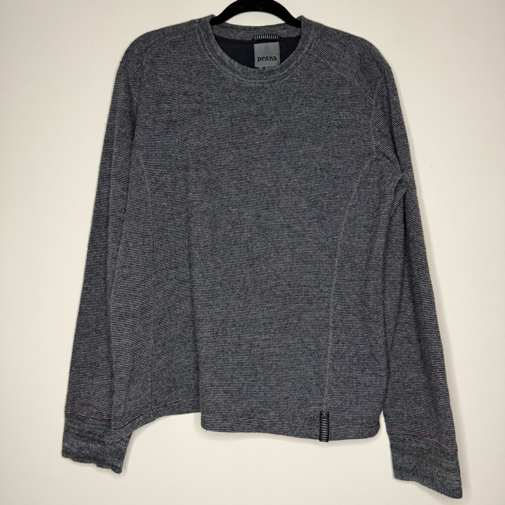 PRANA Wool Blend Camping Outdoors Heather Gray Crewneck Layering Sweater